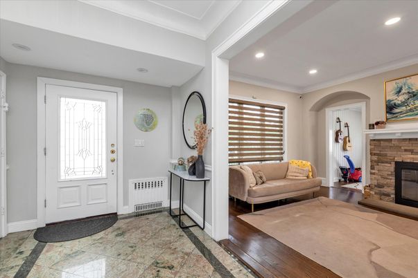 Fireplace, Interior, Recessed Lighting, Wood Texture Flooring
