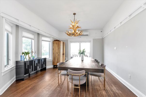 Chandelier, Dining room, Interior, Wood Texture Flooring