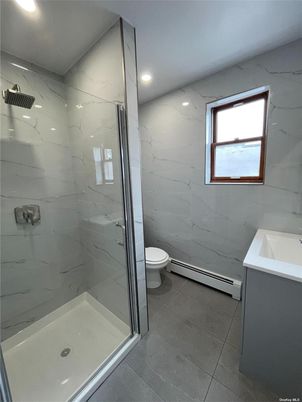 Bathroom, Glass Shower, Interior, Marble Walls, Recessed Lighting