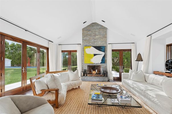 Fireplace, Interior, Living room, Stone Walls, Wood Texture Flooring