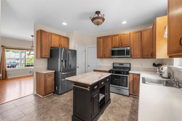 Interior, Kitchen, Recessed Lighting, Wood Texture Flooring
