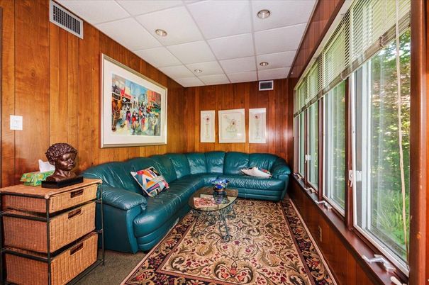 Interior, Living room, Recessed Lighting, Wooden Walls