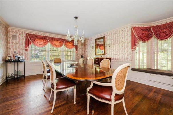 Chandelier, Dining room, Interior, Wood Texture Flooring
