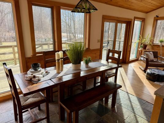 Dining room, Interior, Wooden Ceilings, Wood Texture Flooring