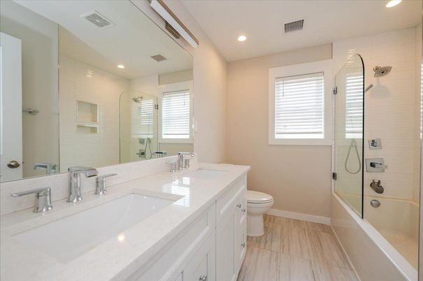Bathroom, Dual Sink Vanities, Glass Shower, Interior, Recessed Lighting