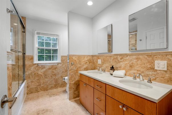 Bathroom, Dual Sink Vanities, Glass Shower, Interior, Recessed Lighting