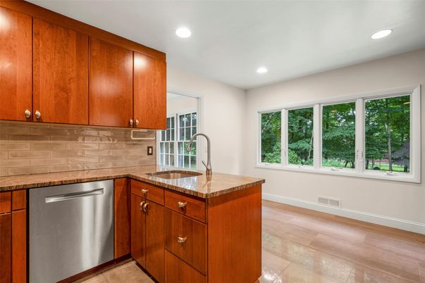 Interior, Kitchen, Recessed Lighting, Wood Texture Flooring
