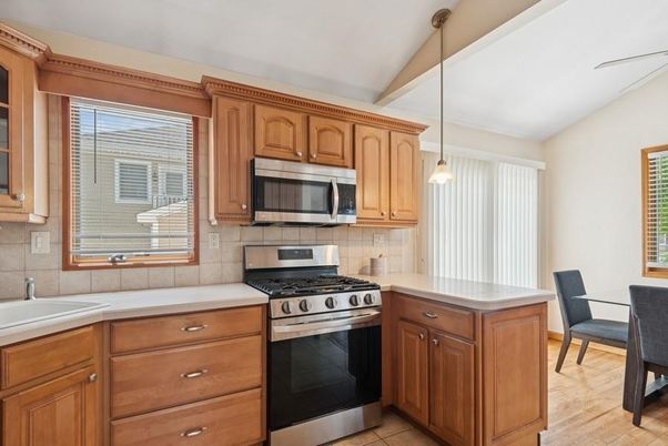 Interior, Kitchen, Pendant Lights, Stainless Steel Appliances, Tile Countertops