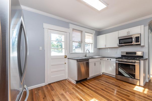 Interior, Kitchen, Stainless Steel Appliances, Wood Texture Flooring