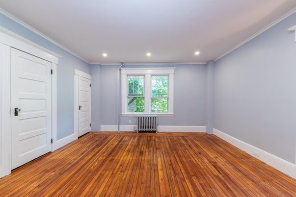 Empty room, Interior, Recessed Lighting, Wood Texture Flooring
