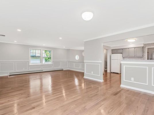 Empty room, Interior, Kitchen, Recessed Lighting, Wood Texture Flooring