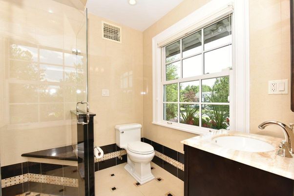 Bathroom, Glass Shower, Interior, Recessed Lighting