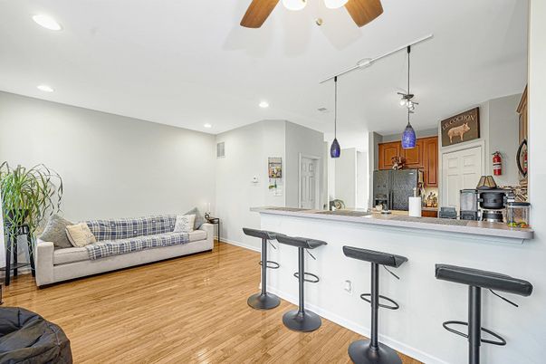 Interior, Kitchen, Pendant Lights, Recessed Lighting, Wood Texture Flooring