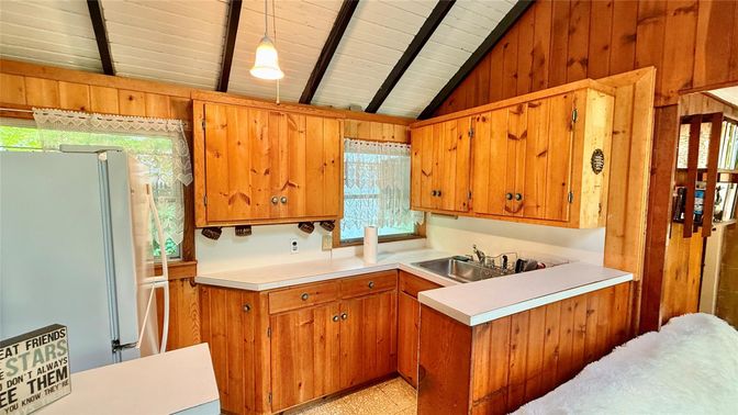Interior, Kitchen, Pendant Lights, Wooden Walls