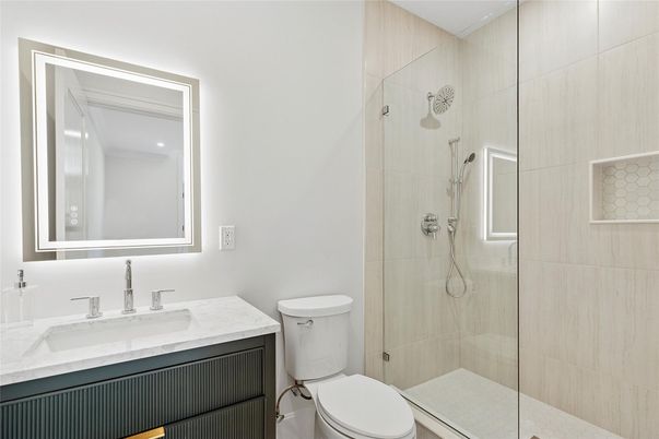 Bathroom, Glass Shower, Interior, Recessed Lighting