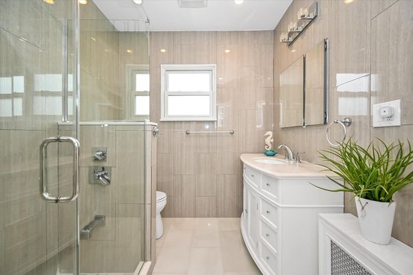 Bathroom, Glass Shower, Interior, Recessed Lighting