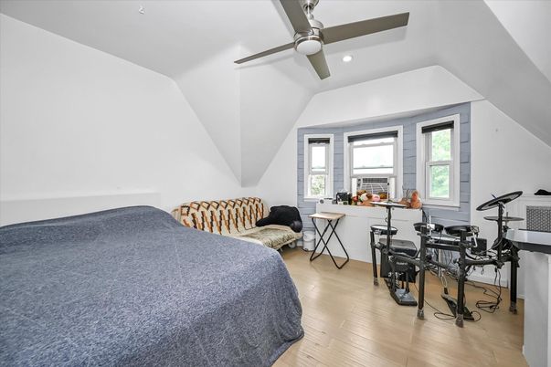Bedroom, Home Office, Interior, Recessed Lighting, Wood Texture Flooring
