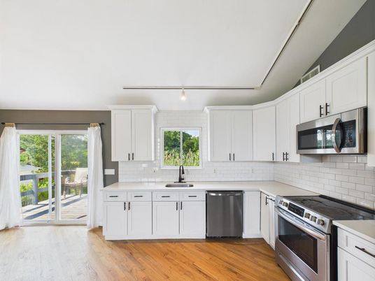 Interior, Kitchen, Stainless Steel Appliances, Wood Texture Flooring