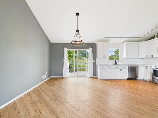 Interior, Kitchen, Pendant Lights, Stainless Steel Appliances, Wood Texture Flooring