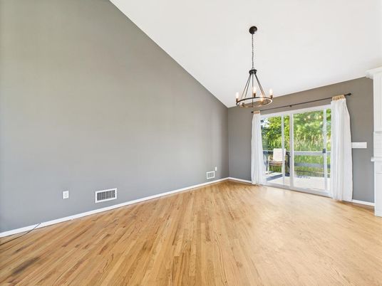 Empty room, Interior, Pendant Lights, Wood Texture Flooring