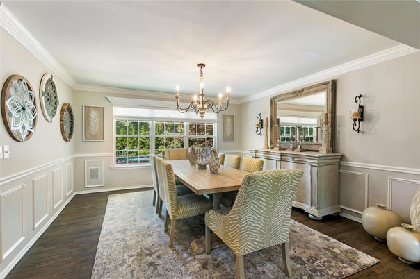 Chandelier, Dining room, Interior, Wood Texture Flooring