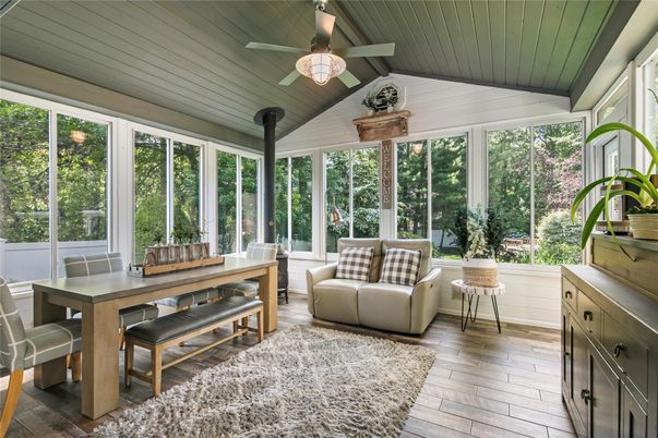 Dining room, Interior, Sun Room, Wood Texture Flooring