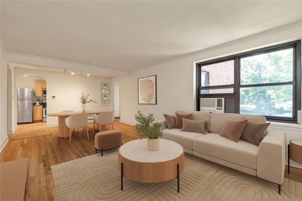 Dining room, Interior, Kitchen, Living room, Stainless Steel Appliances, Wood Texture Flooring