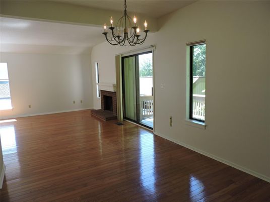 Chandelier, Empty room, Fireplace, Interior, Wood Texture Flooring