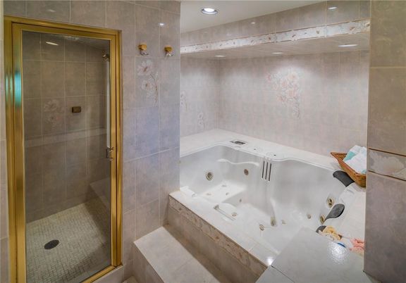Bathroom, Glass Shower, Interior, Recessed Lighting
