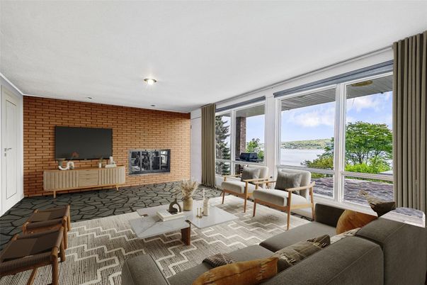 Interior, Living room, Stone Walls, Water