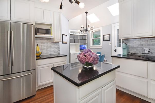 Interior, Kitchen, Pendant Lights, Stainless Steel Appliances, Wood Texture Flooring