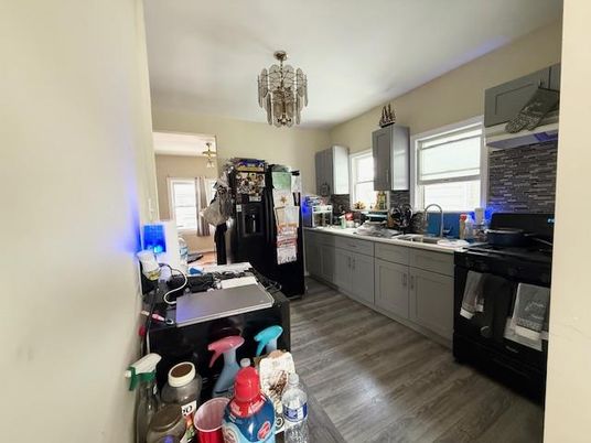 Chandelier, Interior, Kitchen, Wood Texture Flooring