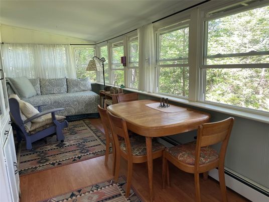 Dining room, Interior, Sun Room, Wood Texture Flooring