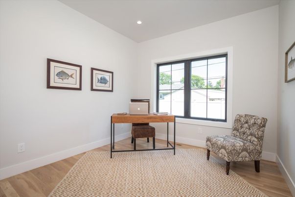 Home Office, Interior, Recessed Lighting, Wood Texture Flooring