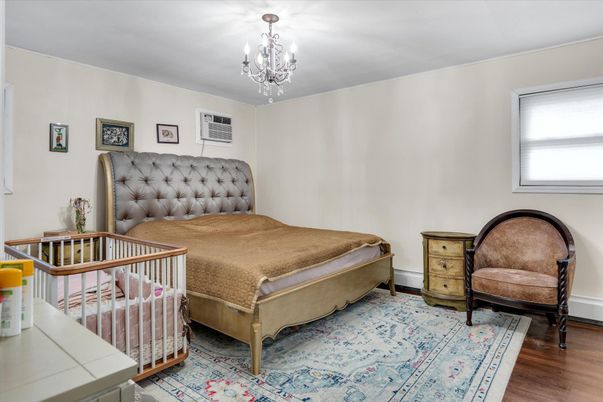 Bedroom, Chandelier, Interior, Wood Texture Flooring