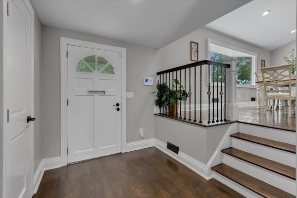 Dining room, Interior, Recessed Lighting, Wood Texture Flooring