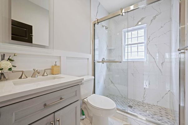 Bathroom, Glass Shower, Interior, Marble, Marble Walls