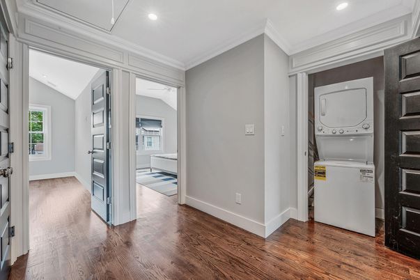 Interior, Recessed Lighting, Utility Closets, Washer, Wood Texture Flooring