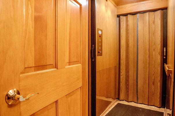 Elevator, Interior, Wooden Walls