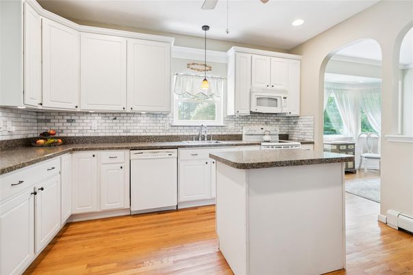 Interior, Kitchen, Pendant Lights, Recessed Lighting, Wood Texture Flooring