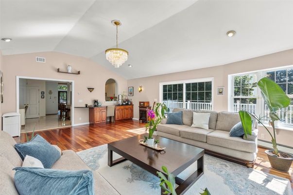 Chandelier, Interior, Living room, Recessed Lighting, Wood Texture Flooring