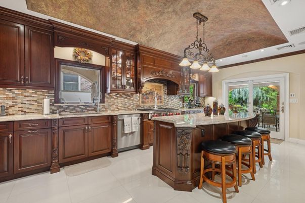 Chandelier, Interior, Kitchen, Pendant Lights, Recessed Lighting, Stainless Steel Appliances