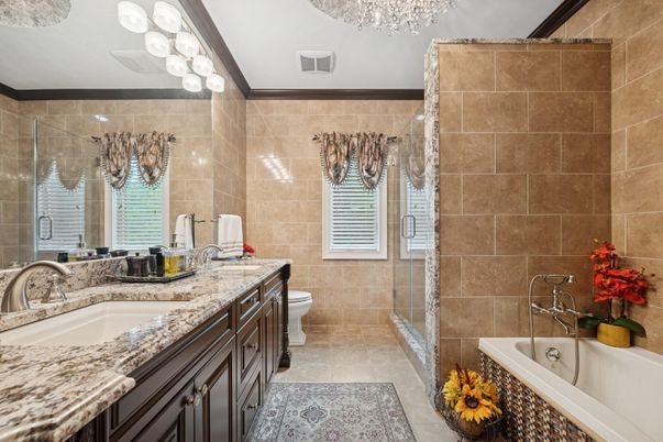 Bathroom, Dual Sink Vanities, Glass Shower, Interior