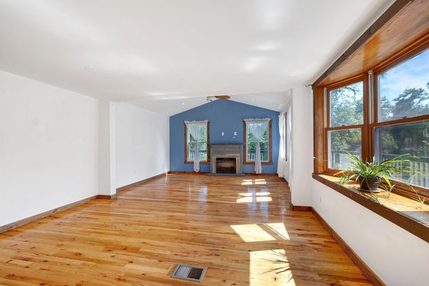 Empty room, Fireplace, Interior, Wood Texture Flooring