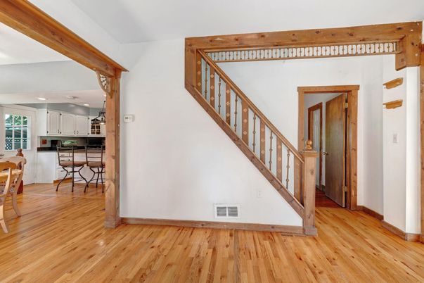 Interior, Kitchen, Recessed Lighting, Wooden Beams, Wood Texture Flooring