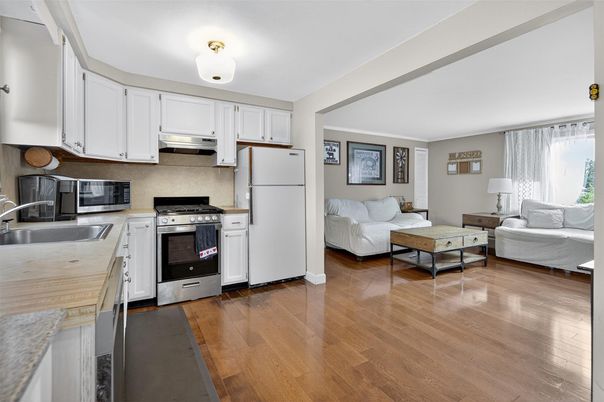Interior, Kitchen, Living room, Stainless Steel Appliances, Wood Texture Flooring
