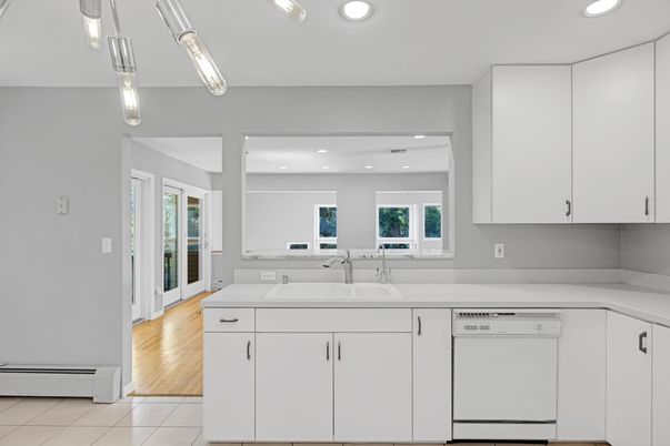 Interior, Kitchen, Recessed Lighting, Wood Texture Flooring