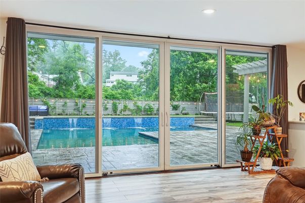 Interior, Pool, Recessed Lighting, Sun Room, Wood Texture Flooring