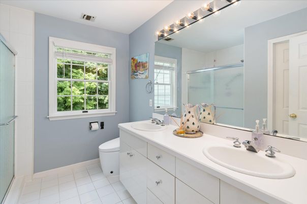 Bathroom, Dual Sink Vanities, Glass Shower, Interior