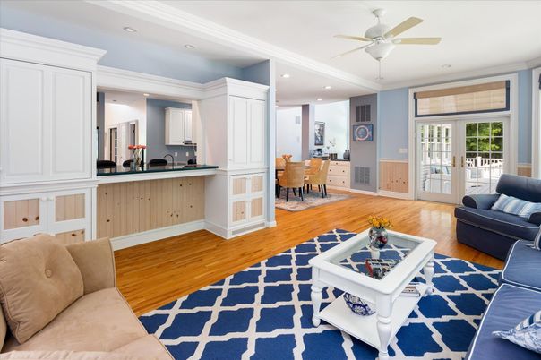 Dining room, Interior, Kitchen, Living room, Recessed Lighting, Wood Texture Flooring